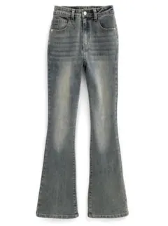 GRL 人気 セミフレアデニムパンツ グレー