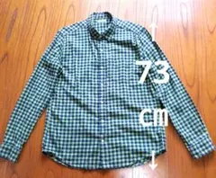 GU長袖シャツ　ライトグリーン×ネイビーギンガムチェック　L