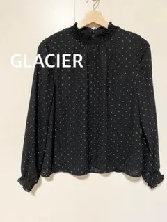 GLACIER グラシア　ドット柄 フリルブラウス 長袖シャツ　長袖トップス　L