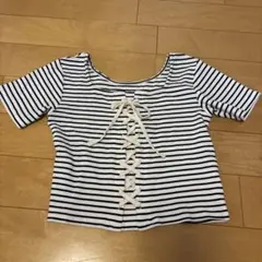 WEGO ボーダー レースアップ 半袖 Tシャツのサムネイル