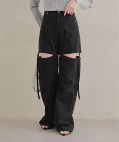 Chico サイドベルトスリットデニムパンツ