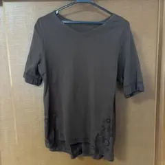 【値下げ】SIMPLE LIFE Tシャツ M ブラウン 刺繍 半袖 チュニックのサムネイル