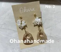 ハンドメイド フラワー×べっ甲風 イヤリング ゴールド 上品 大人可愛い