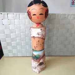 伝統的な木製こけし 約30cm 手描き模様 日本の工芸品　天の橋立