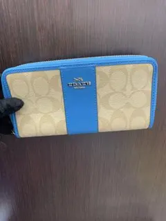 COACH 長財布 ベージュ/ブルー