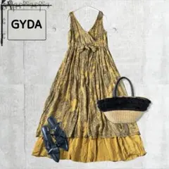 【GYDA】ペイズリー柄 インド綿 カシュクール マキシワンピース マスタードのサムネイル