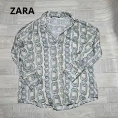 ZARA チェーン柄 長袖ャツ 総柄　ブラウス　Mサイズのサムネイル