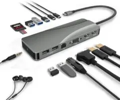 USB C ハブ 14-in-1 Type C ハブ デュアルディスプレイ
