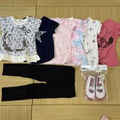 子供服女子110cmまとめ売り Tシャツ 6点 長パンツ1点 新品内ばき17cm
