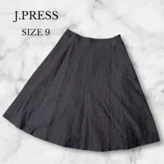 ✨美品✨ジェイプレス　フレアスカート　ストライプ　シンプル　ダークグレー　M