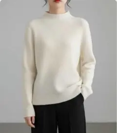 もっちりタッチ・モックネックリブニット（裏起毛）