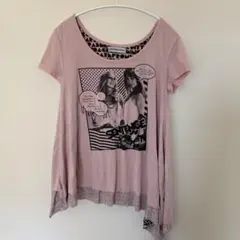 JURIANO JURRIE グラフィックTシャツ ピンク　y2k レトロのサムネイル
