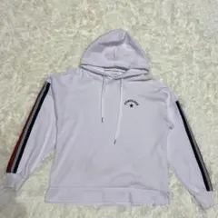 【美品】CONVERSE レディース パーカー M ホワイトライン入り ロゴ入り