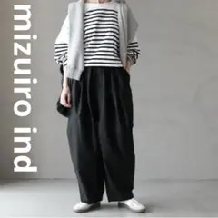 mizuiro ind モールスキンワイドカーゴパンツ　ブラック　イージーパンツ