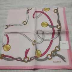 CÉLINE レディースハンカチ ピンク大判50✕50新品タグつき
