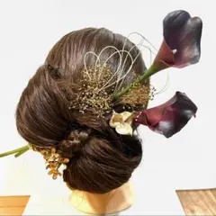 卒業式、成人式　カラーと金色装飾の髪飾りセット