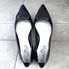 テンパレイト　レインシューズ　ブラック　フラット　ハートモチーフ付き