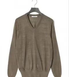SLOANE スローン　カーキ　Vネック シルク　ニット　セーター 長袖