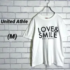ユナイテッドアスレ　LOVE&SMILE Uネックカットソー　白Tシャツ 夏服
