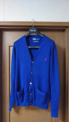 ポロラルフローレン カーディガン 青 L コットン100% 赤ポニー刺繍