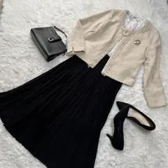 ママスーツ セット★ツイード ノーカラージャケット　入学式　学校行事