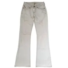 【A&F】 ダメージ加工 ホワイト フレアデニムパンツ