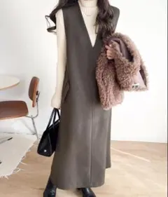 CLASSIC ELF ポケット付 Vネック ワンピース