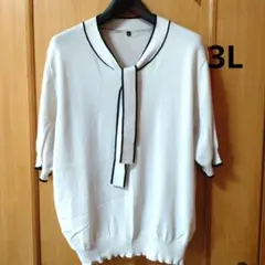 ベージュ 棒タイ トップス 3L 大きいサイズ