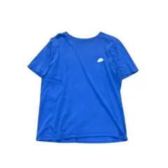 7TSM1【NIKE】ロゴ刺繍Tシャツ　無地　青　L 古着used