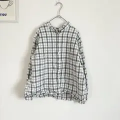 クラウドナイン　チェックシャツ　長袖　フリルスタンドカラー　モノトーンのサムネイル