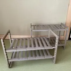 【幅約46-80cm伸縮・高さ10段調整】シンク下ラック キッチン収納洗面所収納のサムネイル