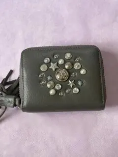 perché ペルケ 牛革 二つ折り財布 スタッズ グレー カード入れのサムネイル