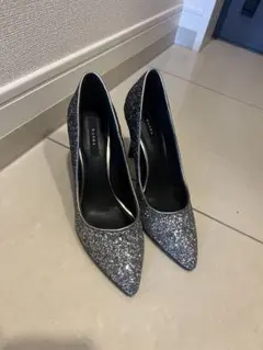 美品　ランダ　グリッターパンプス　シルバー　結婚式　キャバ　ハイヒール
