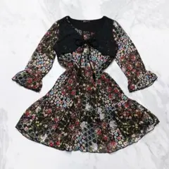 P&D 花柄 チュニック レース装飾 フェアリーグランジ 森ガール 姫カジ