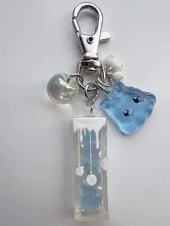 新作　琥珀糖キーホルダー（冬の世界めんだこ）