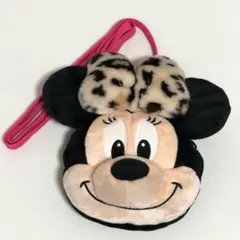 ミニーマウス ヒョウ柄フェイス型ポーチ