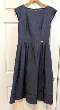美品 ブルーレーベル クレストブリッジ ワンピース チェック ベルト 38