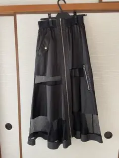 RISLEY リズレー メッシュパネル付きブラックロングスカート ロングスカート