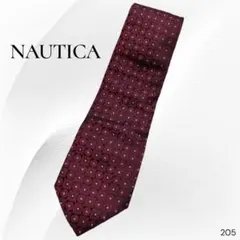 NAUTICA ネクタイ レッド 小紋柄 シルク100% USA製 幾何学柄