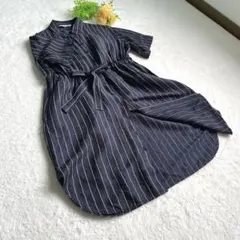ユニクロ JW ANDERSON シャツワンピースリネン混 刺繍 ロゴ Sサイズ