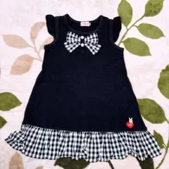 ノースリーブワンピース 100cm 黒と白のチェック