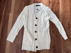 新品未使用 ホワイト アイボリー ケーブルニットカーディガン