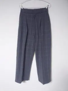 UNIQLO　タックワイドパンツ　チェック　S 股下補正済み