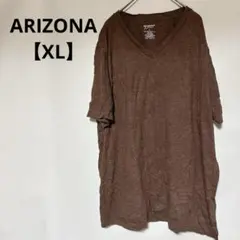 1点のみ✨ARIZONA 【XL】 ブラウン Vネック シンプル ビッグTシャツ
