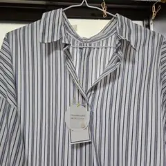 ストライプ 長袖シャツワンピース 新品タグ付き