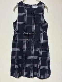 【ミキハウスコレクション】130 ノースリーブワンピ　発表会　チェック　ネイビー