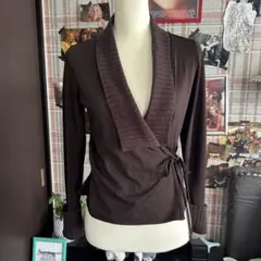 Y2K フェアリーグランジ カシュクールカーディガン リボン ニット切替 レトロのサムネイル