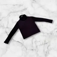 ジャンニロジュディチェ　長袖ニット　ハイネック　ストレッチ　S 毛パープル日本製