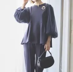 RUIRUE BOUTIQUE シアースリーブ　ピンタックパンツ セットアップ