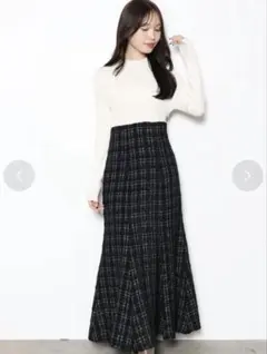 マーキュリーデュオ　異素材ドッキングバックレースアップニットワンピース